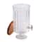 Hello Honey 8-Quart Cut Glass Beverage Dispenser with Plastic Spout and Acacia Wood Lid, Silver Color and Natural